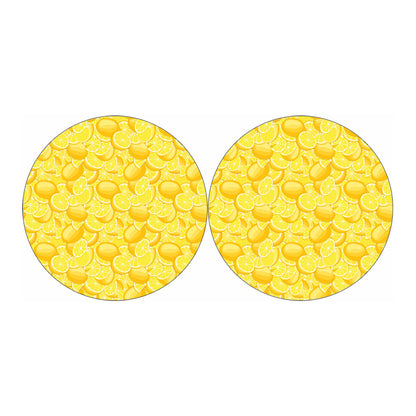 Yellow Lemon Pattern Print Car Coasters