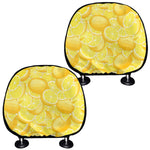Yellow Lemon Pattern Print Car Headrest Covers