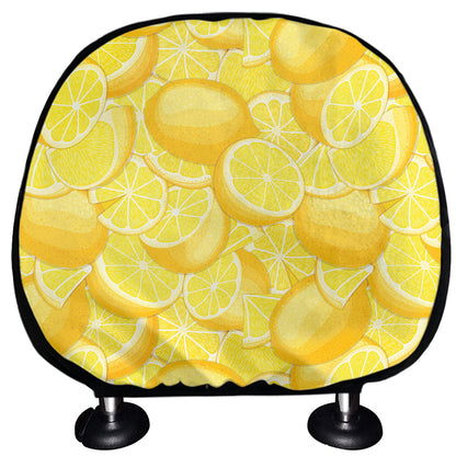 Yellow Lemon Pattern Print Car Headrest Covers