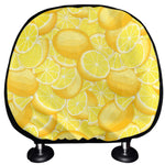 Yellow Lemon Pattern Print Car Headrest Covers