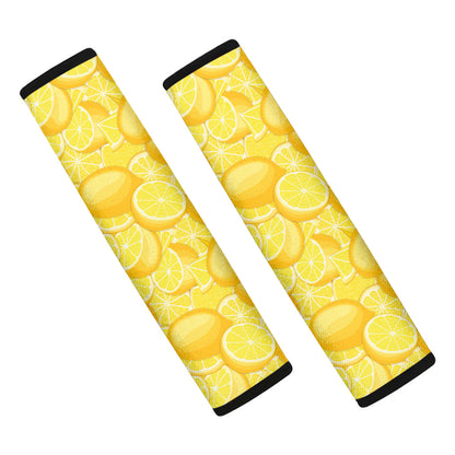 Yellow Lemon Pattern Print Car Seat Belt Covers