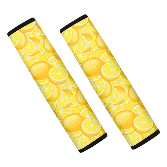 Yellow Lemon Pattern Print Car Seat Belt Covers
