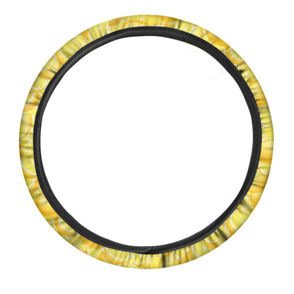 Yellow Lemon Pattern Print Car Steering Wheel Cover