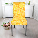 Yellow Lemon Pattern Print Dining Chair Slipcover