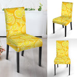Yellow Lemon Pattern Print Dining Chair Slipcover
