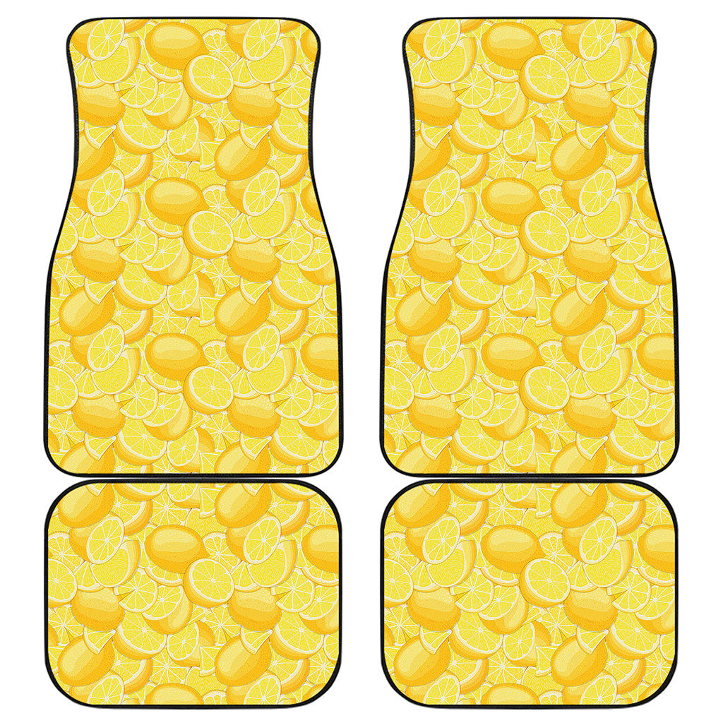 Yellow Lemon Pattern Print Front and Back Car Floor Mats