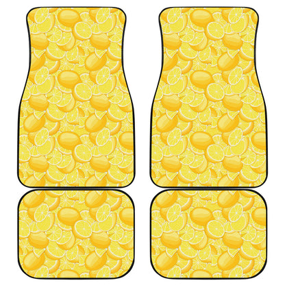 Yellow Lemon Pattern Print Front and Back Car Floor Mats