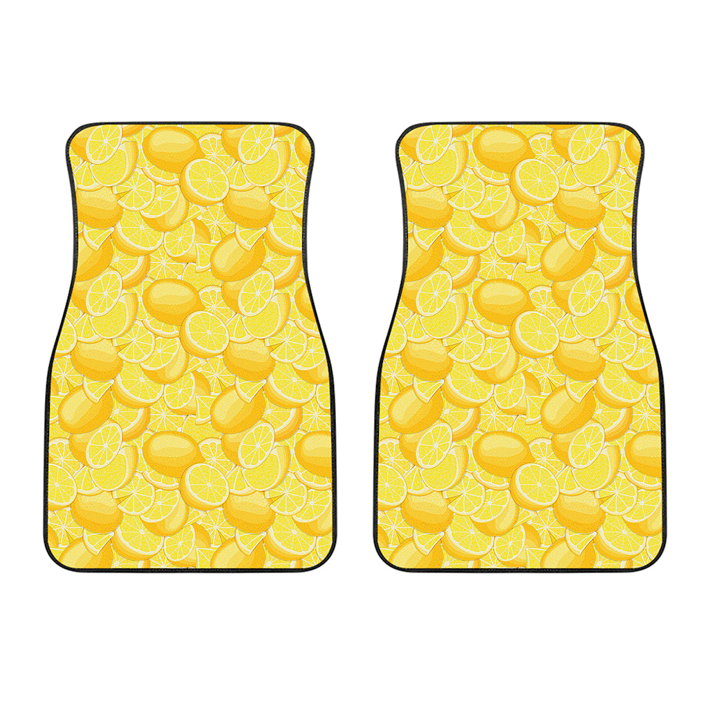 Yellow Lemon Pattern Print Front Car Floor Mats