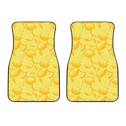 Yellow Lemon Pattern Print Front Car Floor Mats