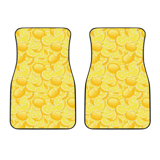 Yellow Lemon Pattern Print Front Car Floor Mats