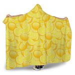 Yellow Lemon Pattern Print Hooded Blanket