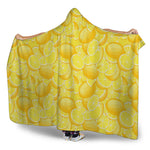 Yellow Lemon Pattern Print Hooded Blanket