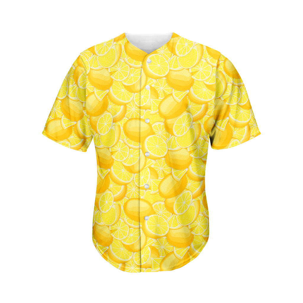 Yellow Lemon Pattern Print Men's Baseball Jersey