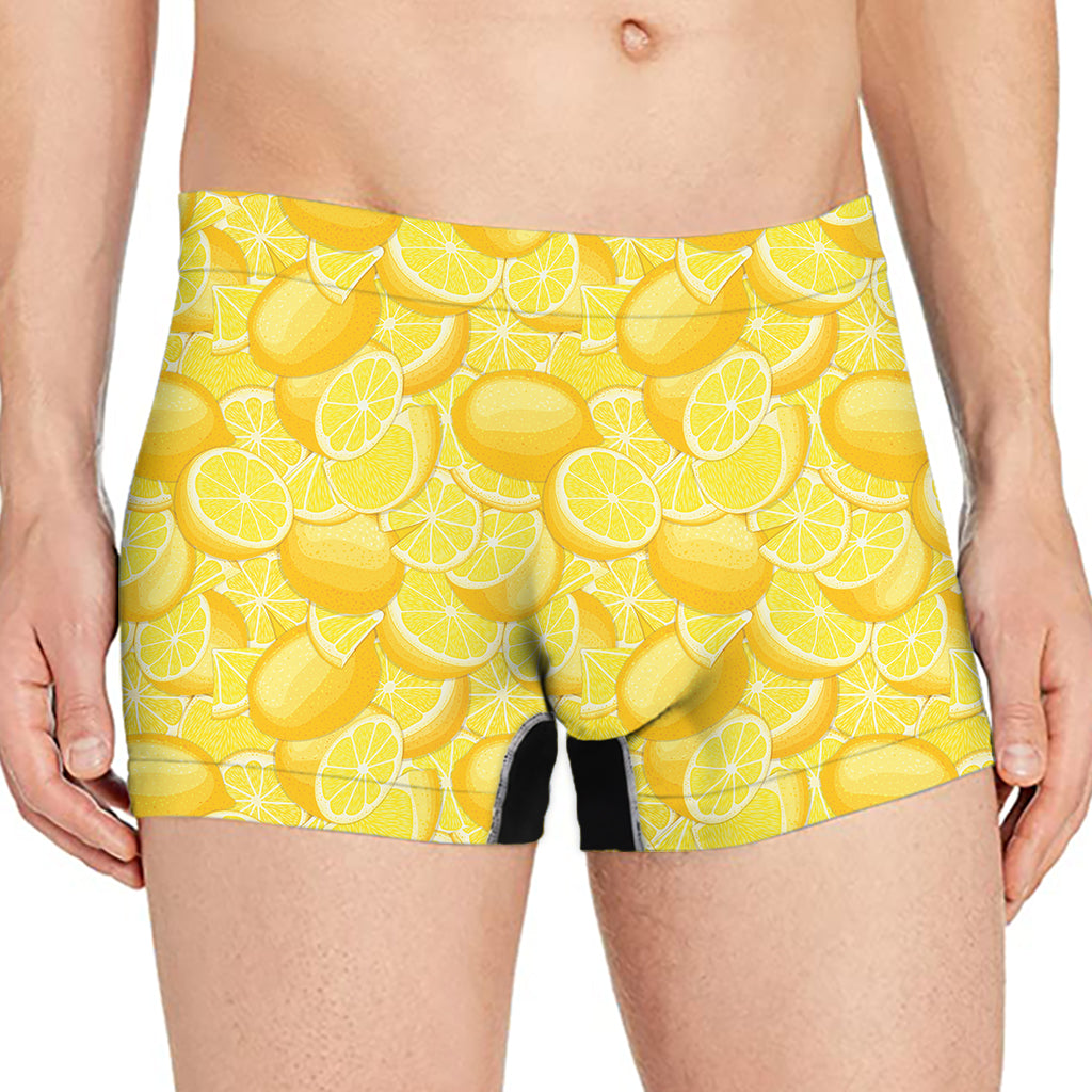 Yellow Lemon Pattern Print Men's Boxer Briefs