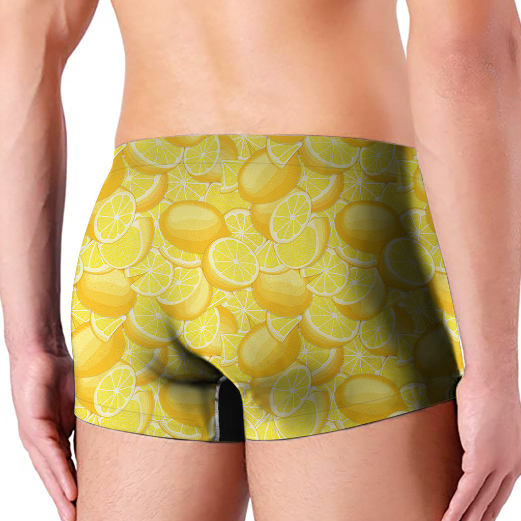 Yellow Lemon Pattern Print Men's Boxer Briefs