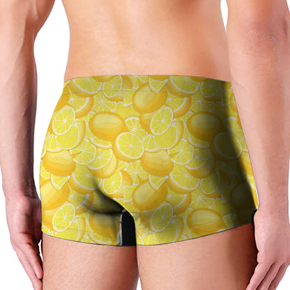 Yellow Lemon Pattern Print Men's Boxer Briefs