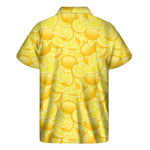 Yellow Lemon Pattern Print Men's Short Sleeve Shirt