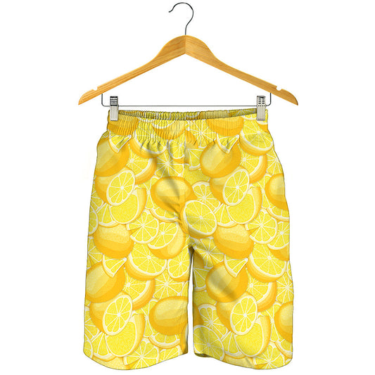 Yellow Lemon Pattern Print Men's Shorts