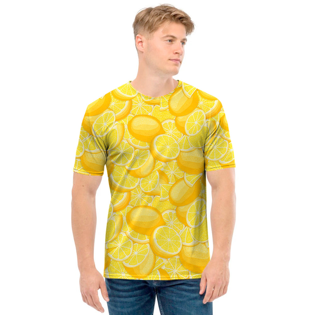 Yellow Lemon Pattern Print Men's T-Shirt