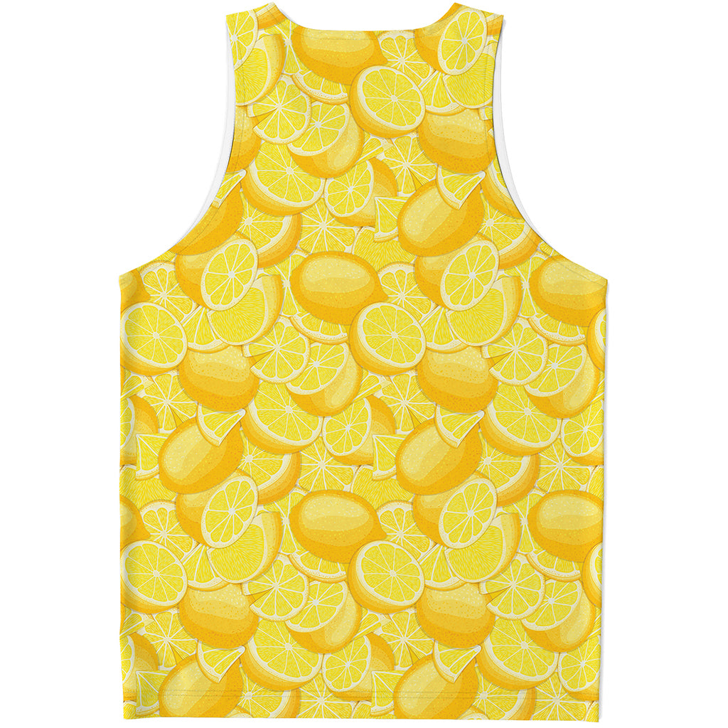 Yellow Lemon Pattern Print Men's Tank Top