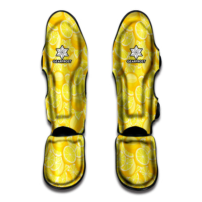Yellow Lemon Pattern Print Muay Thai Shin Guard
