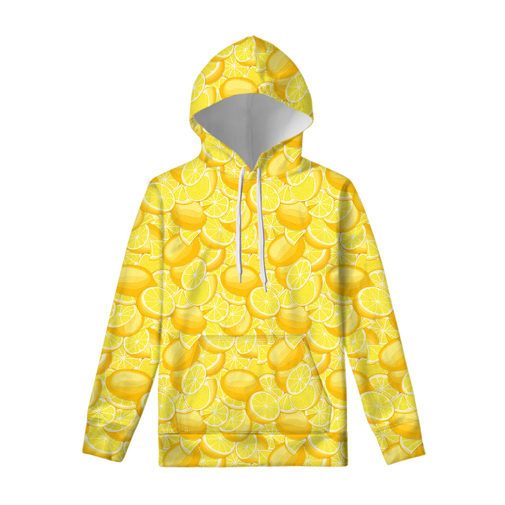 Yellow Lemon Pattern Print Pullover Hoodie