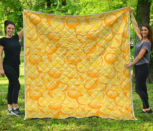 Yellow Lemon Pattern Print Quilt