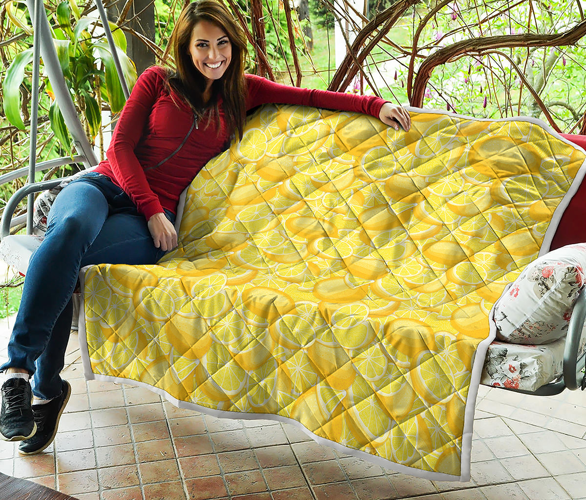 Yellow Lemon Pattern Print Quilt