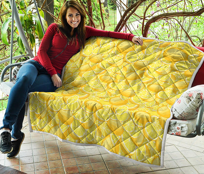 Yellow Lemon Pattern Print Quilt