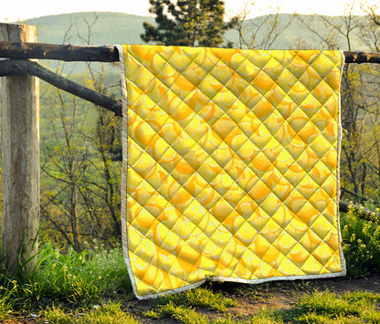Yellow Lemon Pattern Print Quilt