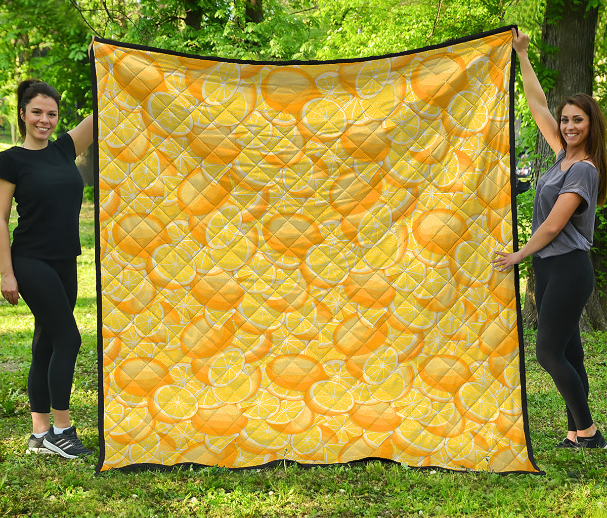 Yellow Lemon Pattern Print Quilt