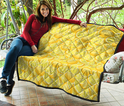Yellow Lemon Pattern Print Quilt