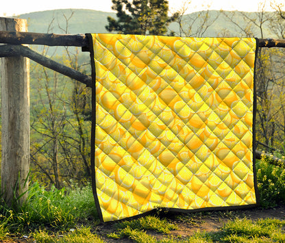 Yellow Lemon Pattern Print Quilt