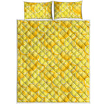 Yellow Lemon Pattern Print Quilt Bed Set