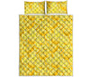 Yellow Lemon Pattern Print Quilt Bed Set