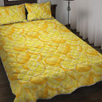 Yellow Lemon Pattern Print Quilt Bed Set