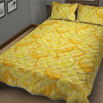 Yellow Lemon Pattern Print Quilt Bed Set
