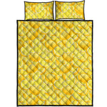 Yellow Lemon Pattern Print Quilt Bed Set