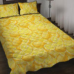 Yellow Lemon Pattern Print Quilt Bed Set