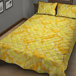 Yellow Lemon Pattern Print Quilt Bed Set