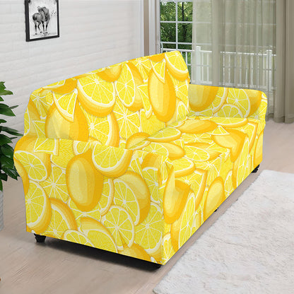 Yellow Lemon Pattern Print Sofa Cover
