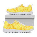 Yellow Lemon Pattern Print White Running Shoes