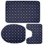 Yellow Lightning Bolts Pattern Print 3 Piece Bath Mat Set