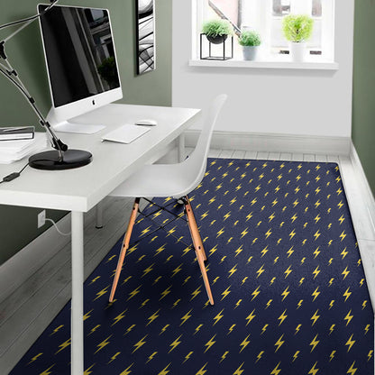 Yellow Lightning Bolts Pattern Print Area Rug