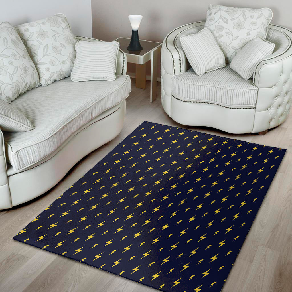 Yellow Lightning Bolts Pattern Print Area Rug