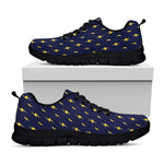 Yellow Lightning Bolts Pattern Print Black Sneakers