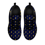 Yellow Lightning Bolts Pattern Print Black Sneakers