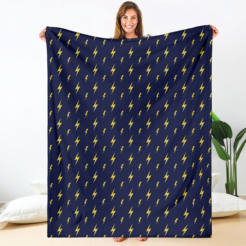 Yellow Lightning Bolts Pattern Print Blanket