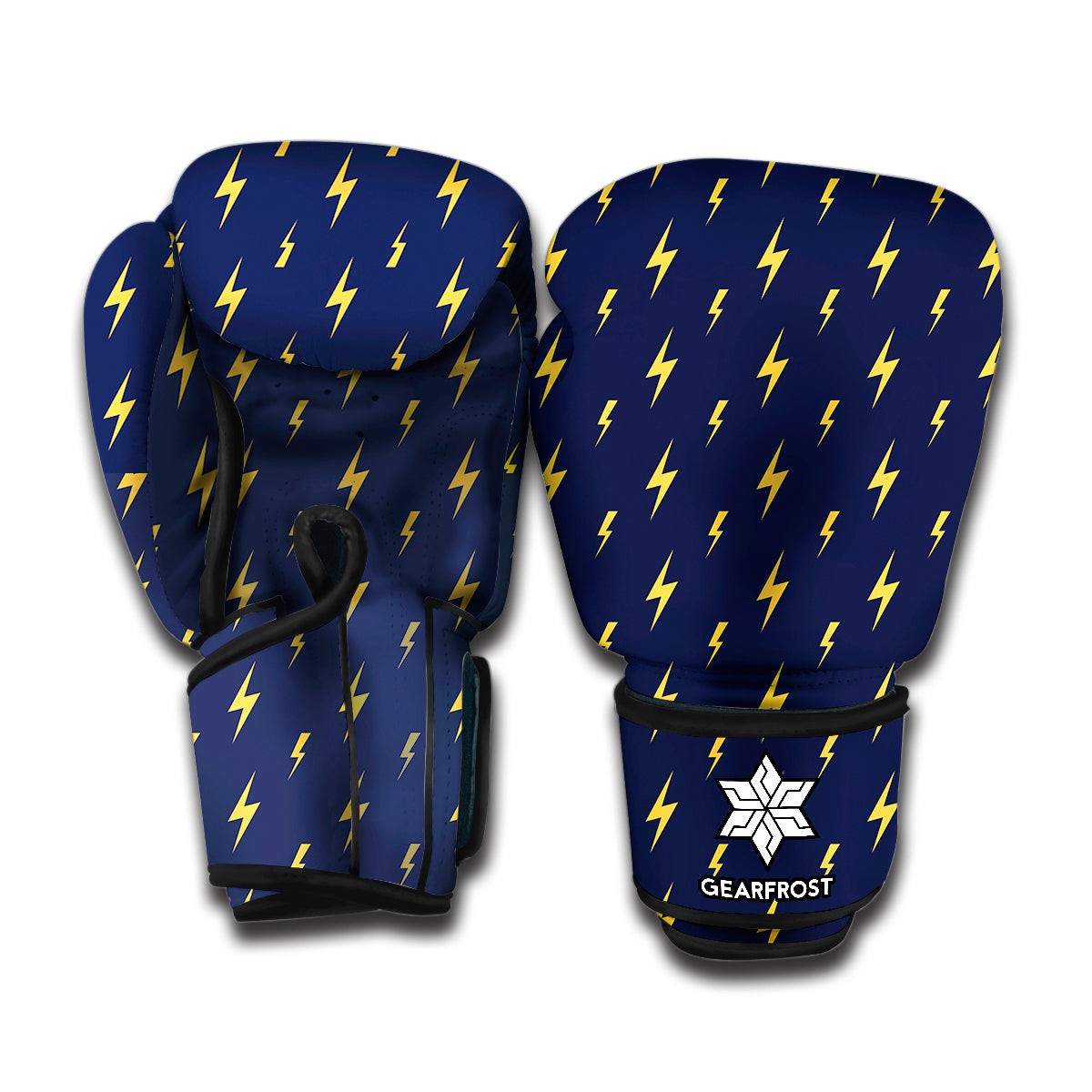 Yellow Lightning Bolts Pattern Print Boxing Gloves