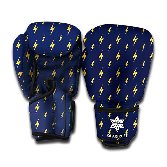 Yellow Lightning Bolts Pattern Print Boxing Gloves